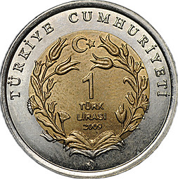 Монета 1 лира 2009 Слон Красная книга Турция