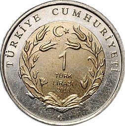 Монета 1 лира 2010 Собака Красная книга Турция