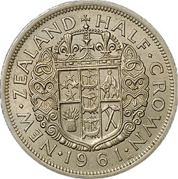 Монета 1/2 кроны 1961 Новая Зеландия