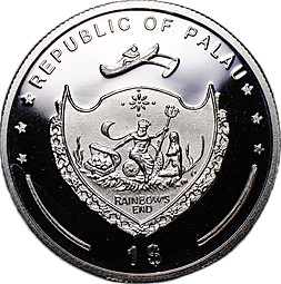Монета 1 доллар 2008 Белая акула Палау