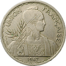 Монета 1 пиастр 1947 Французский Индокитай