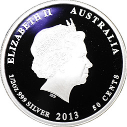Монета 50 центов 2013 P Птицы Траурный какаду Бэнкса Австралия