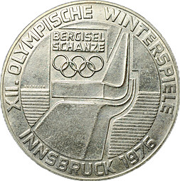 Монета 100 шиллингов 1975 Олимпиада Инсбрук 1976 Олимпийская эмблема Австрия