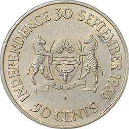 Монета 50 центов 1966 B Независимость Ботсвана