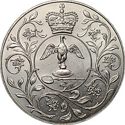 Монета 25 пенсов 1977 25 лет правлению Королевы Елизаветы II Великобритания