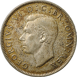 Монета 2 шиллинга (флорин) 1945 Великобритания