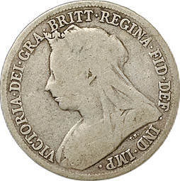 Монета 1 шиллинг 1896 Великобритания
