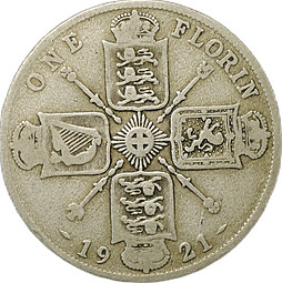Монета 2 шиллинга (флорин) 1921 Великобритания
