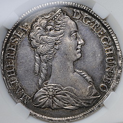Монета 1 талер 1742 MA Мария Терезия Венгрия слаб ННР AU 55