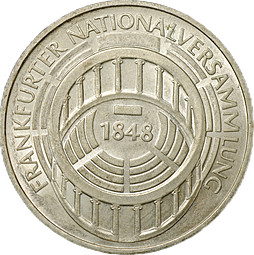 Монета 5 марок 1973 G 125 лет со дня открытия Национального Собрания Германия ФРГ