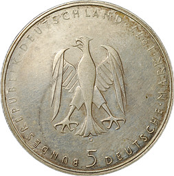 Монета 5 марок 1977 G 200 лет со дня рождения Генриха фон Клейста Германия ФРГ