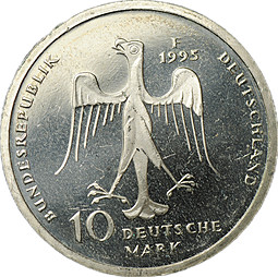 Монета 10 марок 1995 F 800 лет со дня смерти Генриха Льва Германия