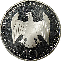 Монета 10 марок 1994 A 50 лет с момента покушения на Адольфа Гитлера Германия
