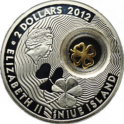 Монета 2 доллара 2012 Удача - Четырехлистный клевер Ниуэ