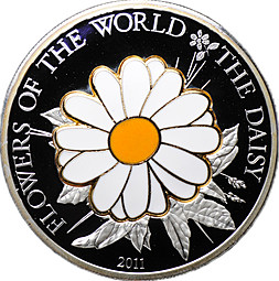 Монета 5 долларов 2011 Цветы мира Маргаритка Острова Кука