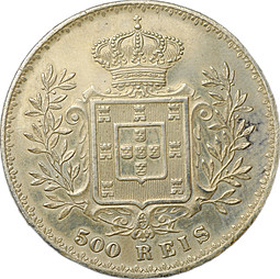 Монета 500 рейс (реалов) 1900 Португалия