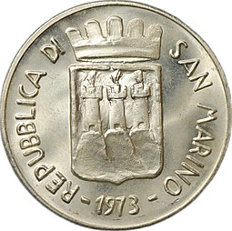 Монета 500 лир 1973 Сан-Марино