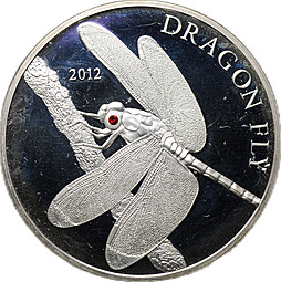 Монета 5 долларов 2012 Стрекоза Токелау