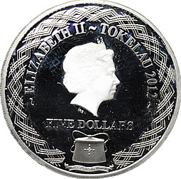 Монета 5 долларов 2012 Стрекоза Токелау