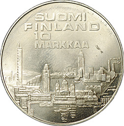 Монета 10 марок 1971 Чемпионат Европы по легкой атлетике Финляндия