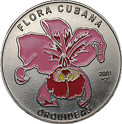 Монета 1 песо 2001 Орхидея розовая Куба