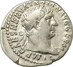 Монета Денарий 101-102 Траян (98-117) Виктория на носу вправо Римская Империя