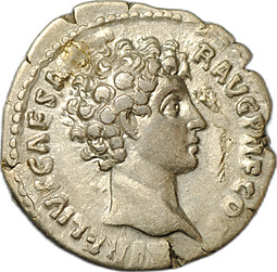 Монета Денарий 140-144 Марк Аврелий Цезарь (139-161) Ювентас Римская Империя
