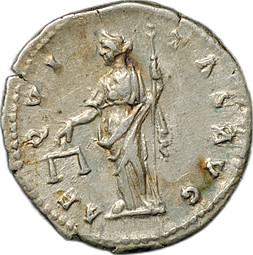 Монета Денарий 141 Антонин Пий (138-161) Эквитас Римская Империя