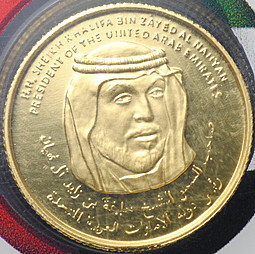 Монета 1/10 унции 2012 Золото Шейх Халифа ибн Заид Аль Нахайян Бурдж-Халифа ОАЭ