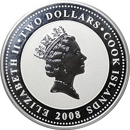 Монета 2 доллара 2008 Союзмультфильм Стойкий Оловянный солдатик Острова Кука