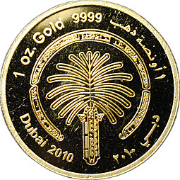 Монета 1 унция золота 2010 Шейх Мохаммед Дубай ОАЭ