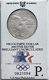 Монета 1 доллар 1983 P Олимпиада Лос-Анджелес Дискобол США