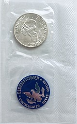 Набор 1 доллар 1972 S Эйзенхауэра серебро + жетон США