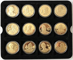 Набор медалей (жетонов) Великие Россияне СПМД томпак 28 штук