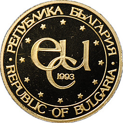 Монета 5000 левов 1993 Экю Алфавит Болгария