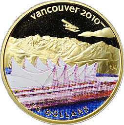 Монета 75 долларов 2008 Олимпиада Ванкувер 2010 - Канада-Плейс Канада