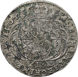 Монета 18 грошей 1754 Польша