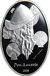 Монета 5 долларов 2008 Мигель Сервантес - Дон Кихот Палау