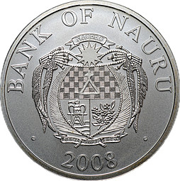 Монета 10 долларов 2008 Счастливого нового года и Рождества Снегурочка Науру