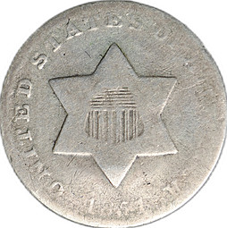 Монета 3 цента 1851 США