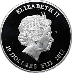 Монета 10 долларов 2012 Салют Победы Фиджи