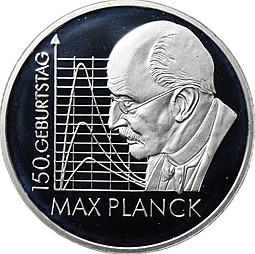 Монета 10 евро 2008 150 лет со дня рождения Макса Планка Германия
