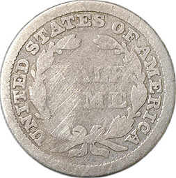 Монета 1/2 дайма 1853 Стрелки около даты США