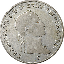 Монета 20 крейцеров 1834 С Франц I Австрия