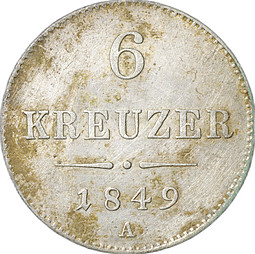 Монета 6 крейцеров 1849 A - Вена Австрия