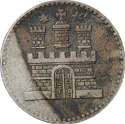 Монета 1 дрейлинг 1855 Гамбург