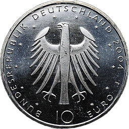 Монета 10 евро 2004 200 лет со дня рождения Эдуарда Мёрике Германия