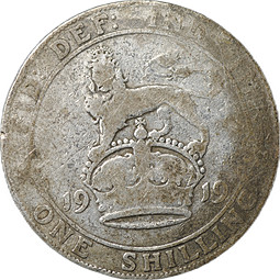 Монета 1 шиллинг 1919 Великобритания