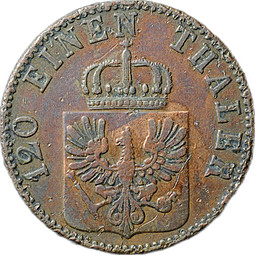 Монета 3 пфеннига 1864 Пруссия