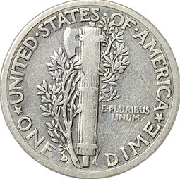 Монета 1 дайм 1935 D - Денвер Mercury Dime США